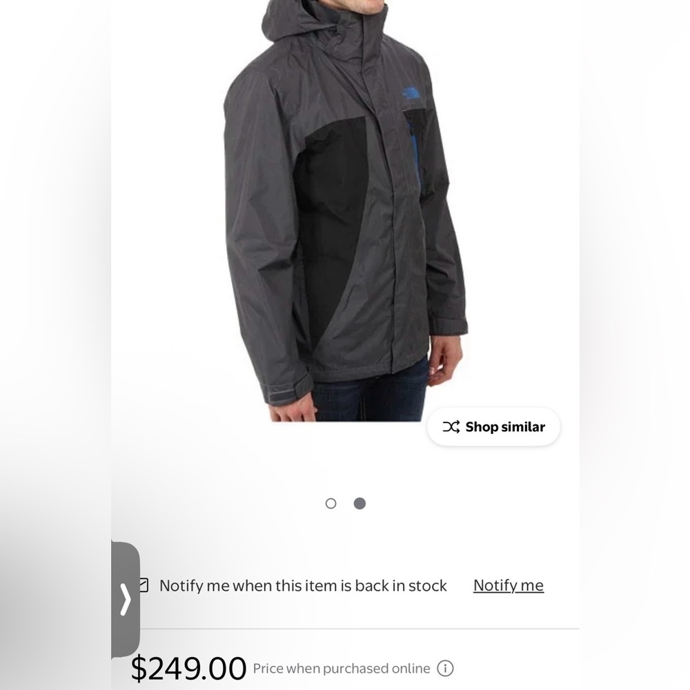 The North Face Mountain Light Jacket (Vanadis Grey/TNF Black) Men's Coat Size L - Picture 2 of 5